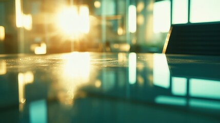 Fototapeta premium Sunlight reflecting on a smooth surface in a modern interior.