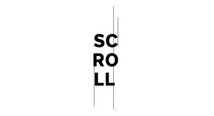 Vertical "SCROLL" Text with Lines on White Background