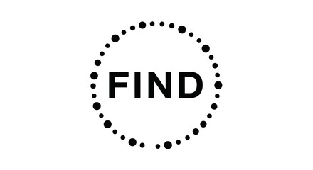 Circular Find Icon with Dotted Border