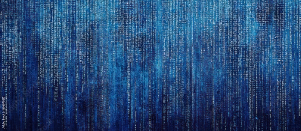 Aufkleber abstract blue digital binary code background with light effects