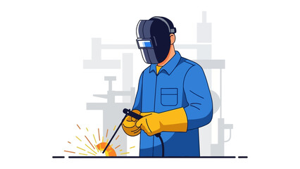 Precision Welding at Work: An illustration of a skilled welder working in a workshop. The image showcases the precision and focus required in the art of welding.