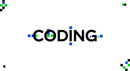 Coding Typography with Pixelated Accents in Blue and Green