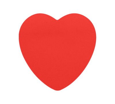 Vibrant Red memo note in the shape of a heart, isolated on white background. Ideal for love notes, daily reminders, or decorative purposes with its cheerful color.