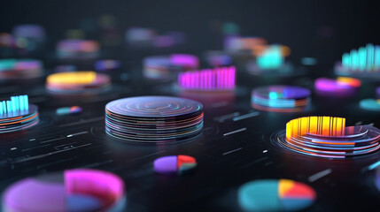 Abstract visualization of data clusters in a futuristic environment simulation