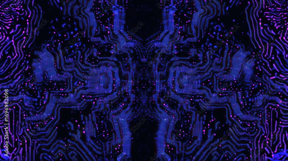 Poster abstract neon circuit board pattern, futuristic technology design element