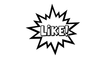 Black and White Comic Style "Like!" Explosion Graphic