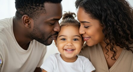 Fototapeta premium Smiling family bonding on white background