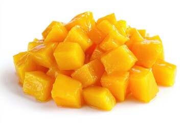 Sweet Cubes of Canned Peach Pieces in Syrup - Delicious Preserved Fruit Snack