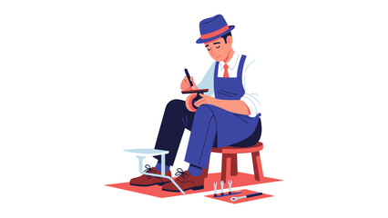 Artisan Crafting: An illustration depicting a skilled artisan meticulously engaged in craftwork, absorbed in the creation process, demonstrating artistry and dedicated craftsmanship.