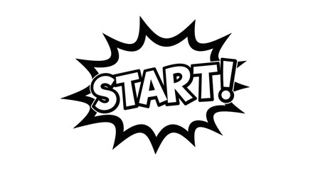 Bold "START!" Text in Comic Book Style