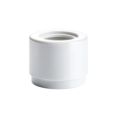 White plastic fitting, studio shot, isolated background, plumbing part
