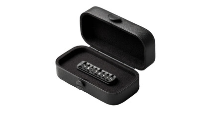 Black guitar bridge in protective case