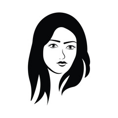 Elegant woman silhouette, Beauty woman face silhouette logo vector, stylish girl head design. Woman face silhouette with long hair.