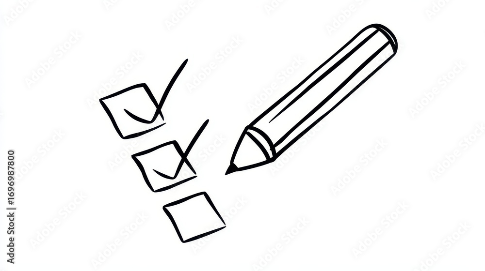 Poster continuous line outline of a checkmark icon. minimalist design for approved lists with a modern dood