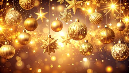 Unique Festive decorations with warm golden lighting vector style 2D
