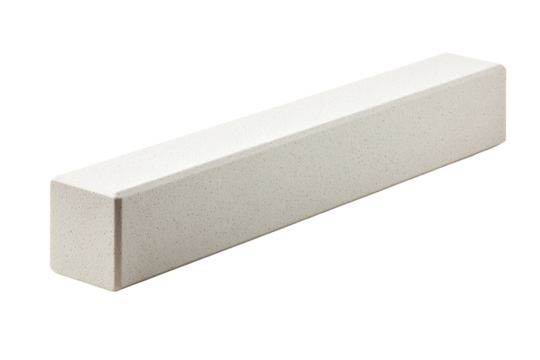 White quartz countertop edge profile sample, isolated