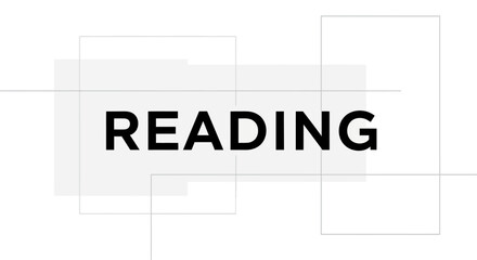 Bold "READING" Text with Geometric Shapes on White Background