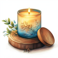 Lit Scented Candle isolated transparent background