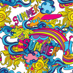 Vector illustration of a summer theme. Doodles. Design elements.