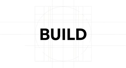 Bold Black BUILD Word in Geometric Grid Design