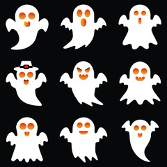 Halloween ghost collection with different face expression