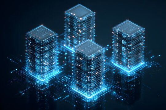 cyber network illustration with blue servers symboliing cuttingedge technology generative ai