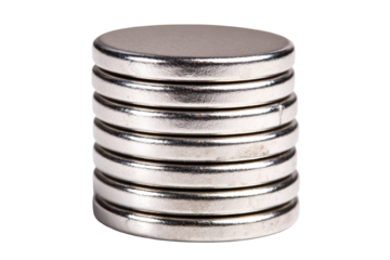 Stack of round, metallic discs