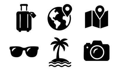 set of icons tourism, recreation, vacation, vector illustration.