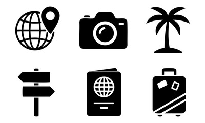 set of icons tourism, recreation, vacation, vector illustration.