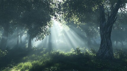 Magical jungle greenery with shining rays high resolution picture