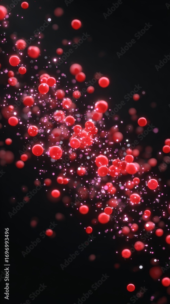 Poster explosive red glitter sparkles creating a vibrant festive display
