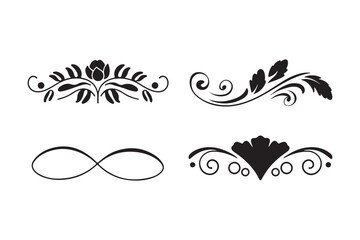 Elegant black flourishes and decorative swirls on white background