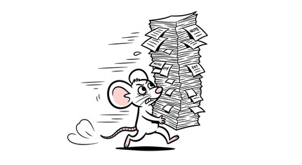 Mouse Carrying a Huge Pile of Papers