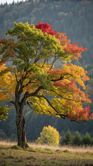 Autumn tree vibrant foliage changing colors image