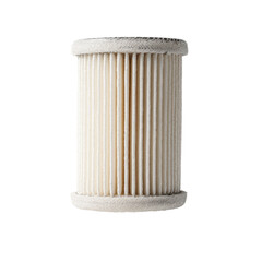 Cylindrical cream-colored filter with vertical ridges