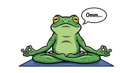 Cartoon Frog in Yoga Pose with Om Bubble