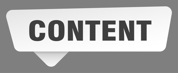 content sign. content white sticker isolated on gray background