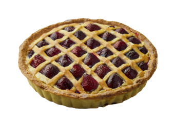 Crostata di fragole su sfondo bianco