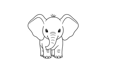 Cute Outline Drawing of a Baby Elephant