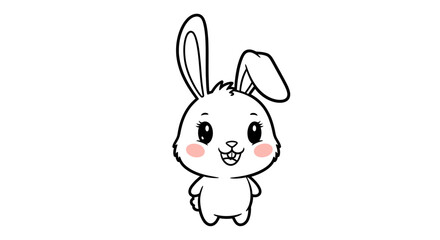 Cute Cartoon Bunny Illustration with Pink Cheeks and Smiling Face