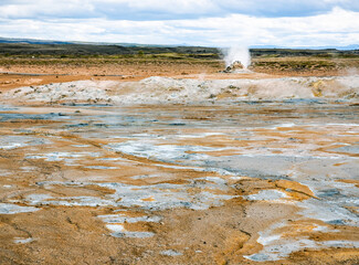 colorful Hverir geothermal area in Iceland 