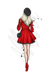 Beautiful girl in stylish clothes. Fashion and style. Vector illustration.
