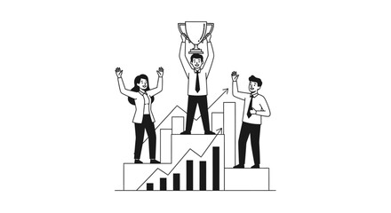 Celebrating Success: Business Team on a Growth Chart