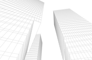Fototapeta premium Abstract architectural buildings 3d rendering