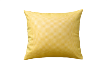 Soft yellow patterned cushion on transparent background isolated on a transparent background