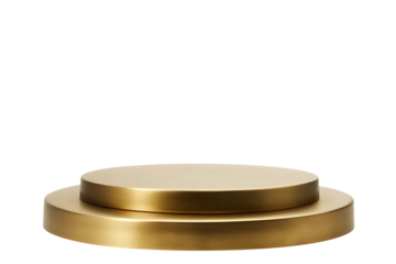 Two tiered round gold podium on isolated on a transparent background stage display