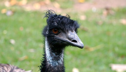 Close-up of an emu's head.  Bird portrait
