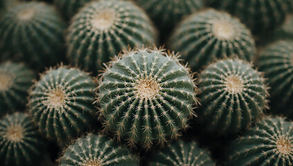 Fototapeta premium Aerial View of Prickly Green Cacti in Detailed Arrangement