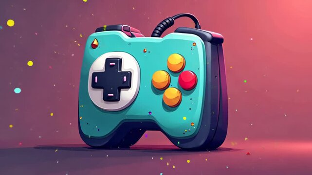 A pixel-art inspired 3D game controller icon with retro colors, slight tilt for dynamic perspective, nostalgic vibe.