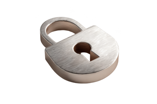 Close-up of a metallic, brushed-steel padlock against a black background